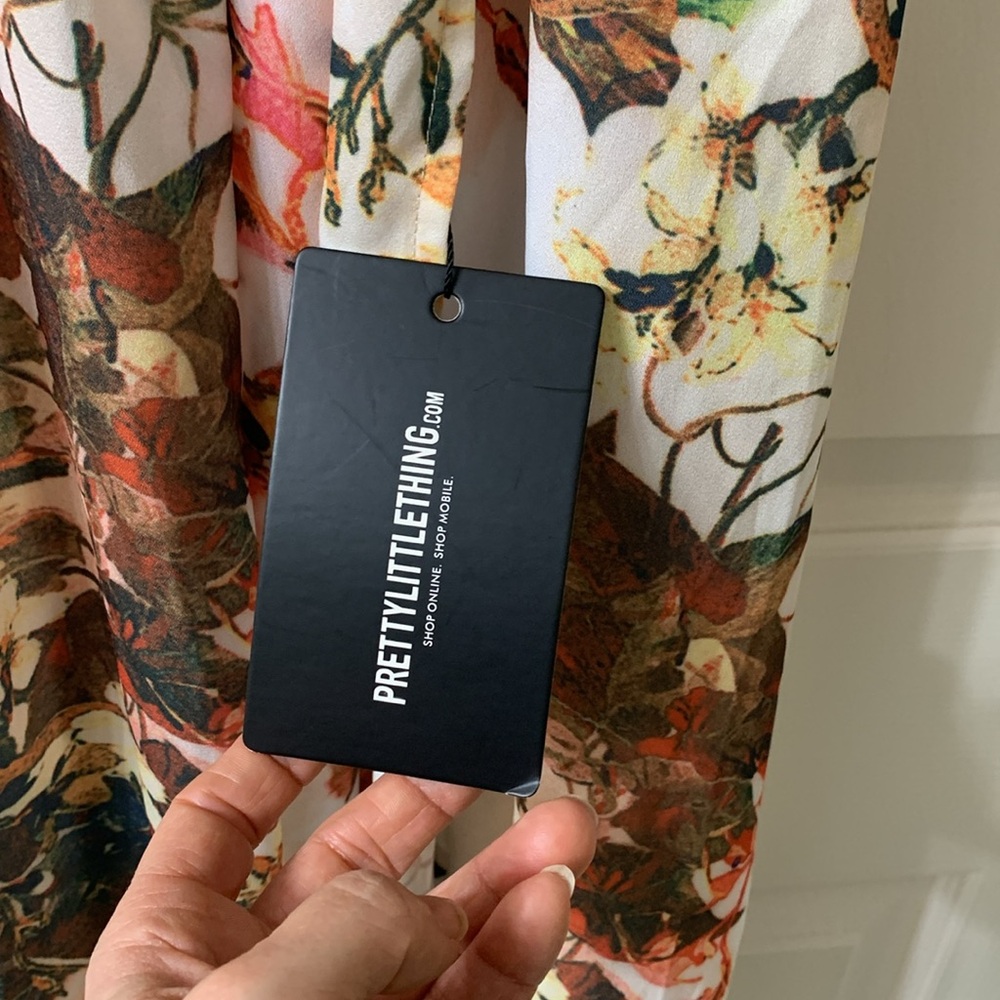 🌷3 for$25🌷PrettyLittleThing, US 4, Orange Yellow & Brown Floral Maxi Dress, NWT - Picture 9 of 10